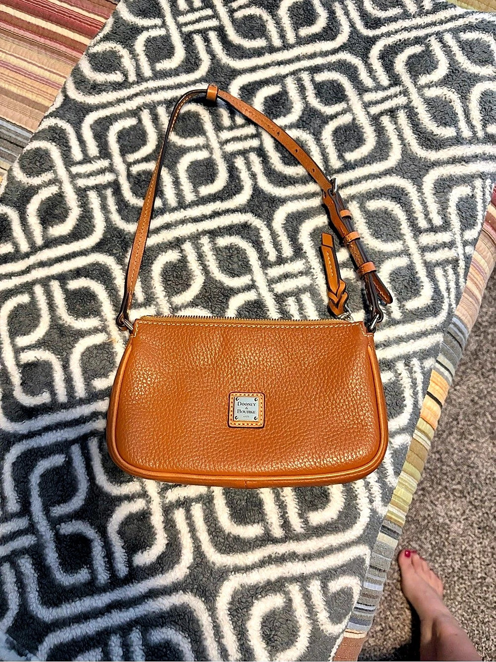 Dooney & Bourke Pebble Grain Small Zip Sac Brown Shoulder Bag